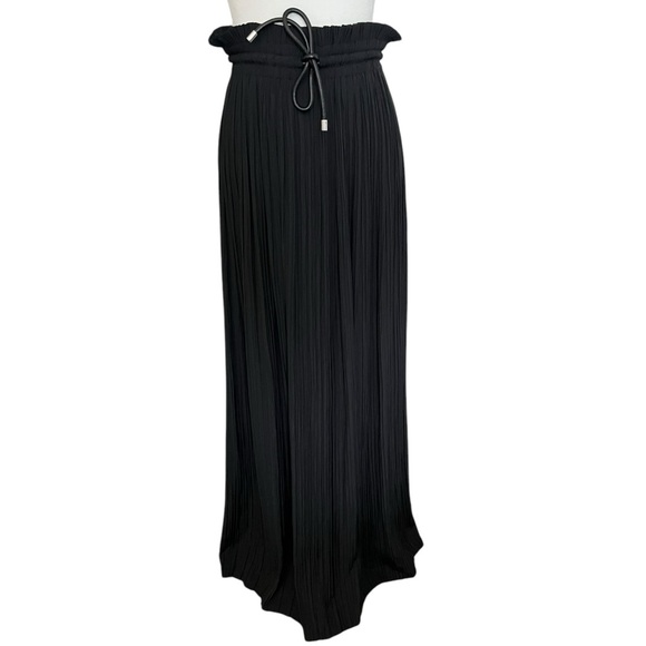 A.L.C Size 6 Black Everly Long Pleated High Ruffled Waist Tie Maxi Skirt NWT - Picture 3 of 13